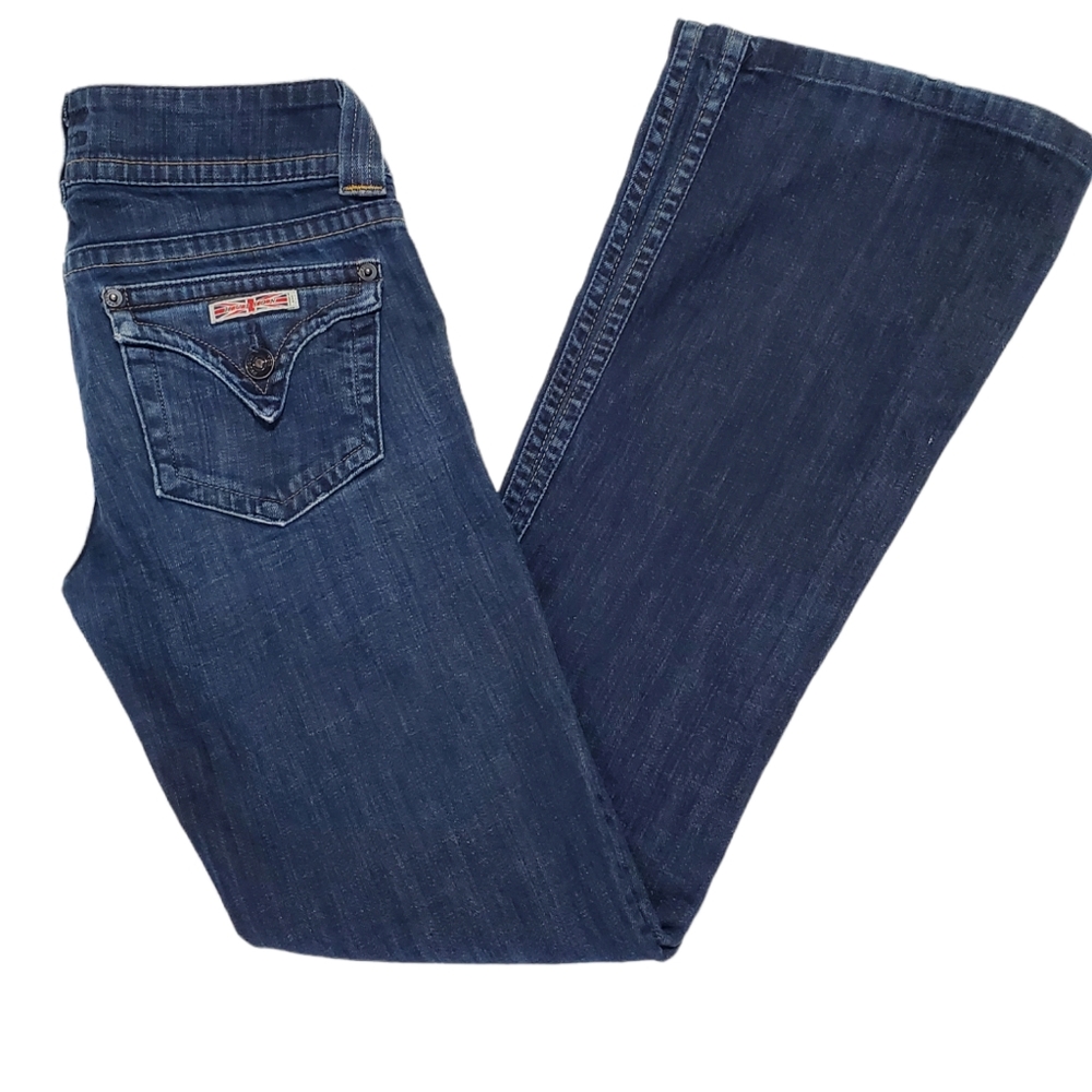 HUDSON FLAP POCKET DARK WASH FLARE BLUE JEANS SIZE 26